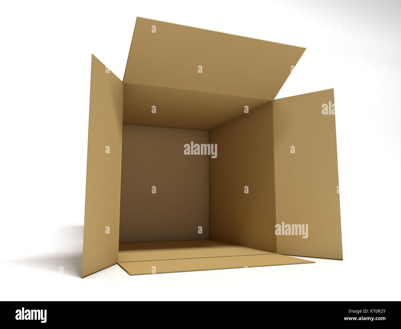 Open Pacage Box Opened cardboard package box. 3D rendering Stock Photo - Alamy