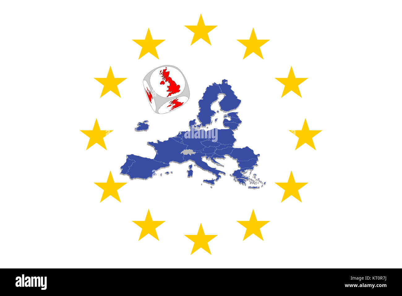 europe map with dice proposed referendum on united kingdom membership of the european union Stock Photo