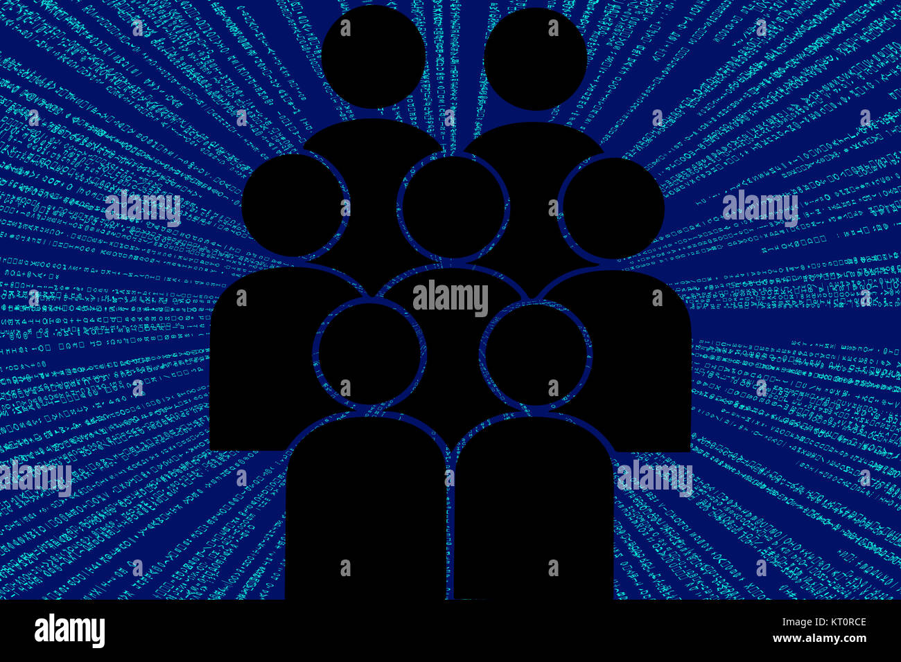 humen silhouette - matrix code Stock Photo