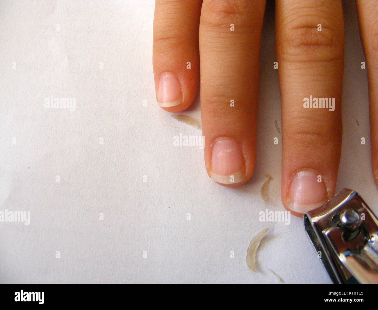 Nail cutting and cleaning Stock Photo