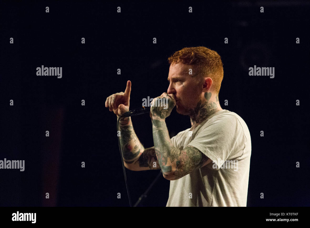 The English band Frank Carter & The Rattlesnakes perform a live concert at Parkteatret in Oslo. Frank Carter is also known from the band Gallows and Pure Love. Norway, 01/12 2015. Stock Photo