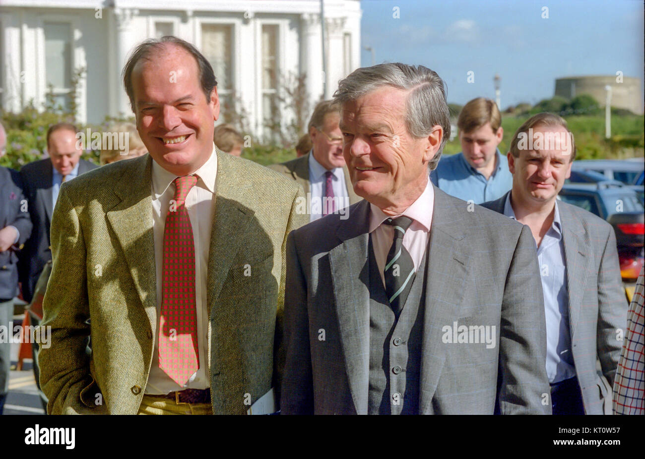 A bonding session at Eastbourne's Grand Hotel held by Conservative Party  leader William Hague MP. Sir Alan Clark MP Stock Photo - Alamy
