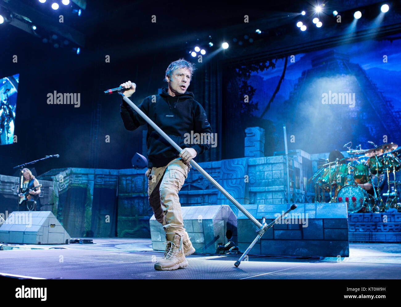 Iron Maiden, the English heavy metal band, performs a live