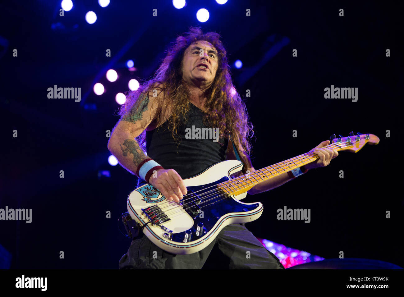 Iron Maiden, the English heavy metal band, performs a live concert at