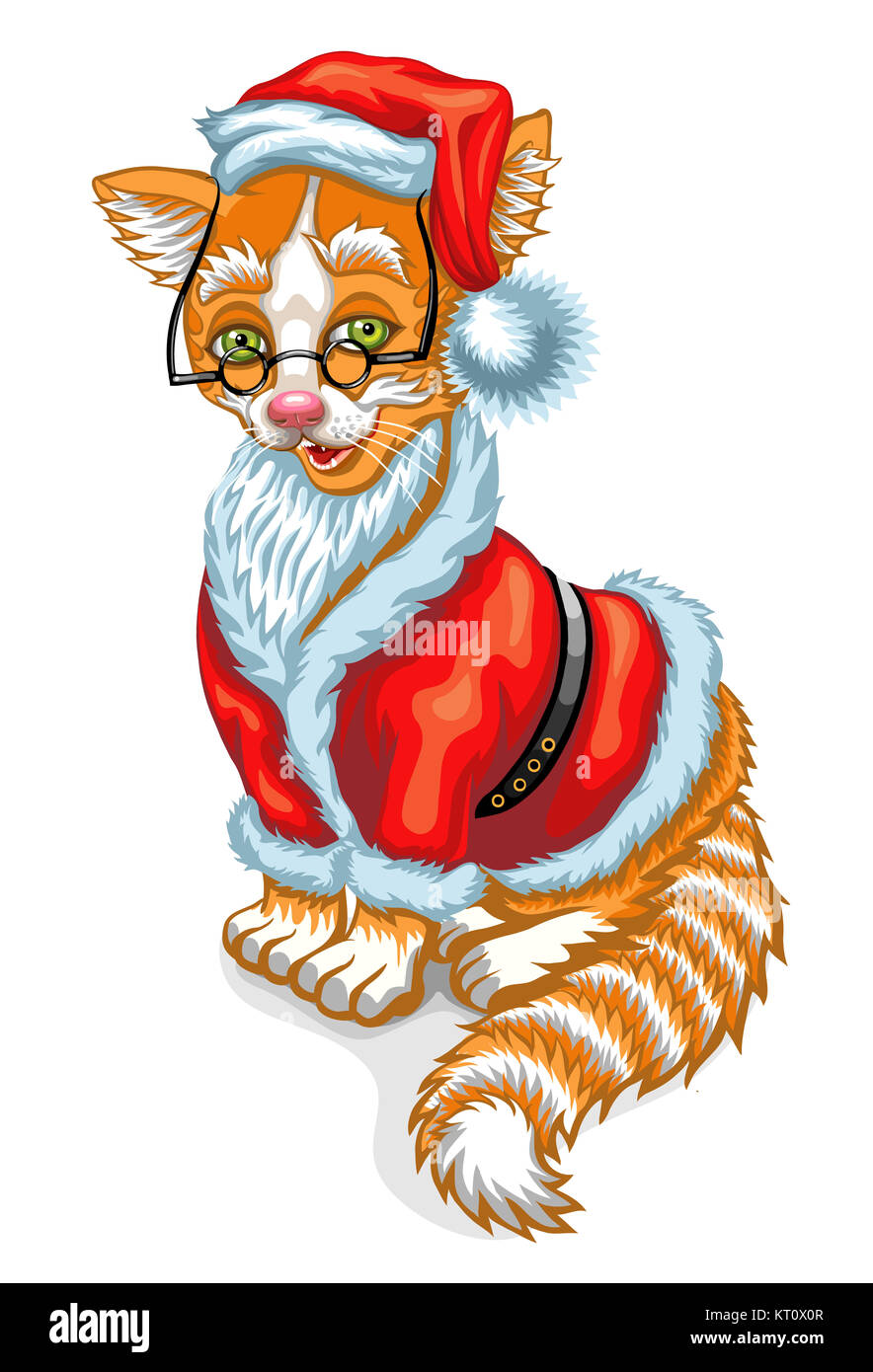 Cat Santa Claus. Christmas illustration Stock Photo