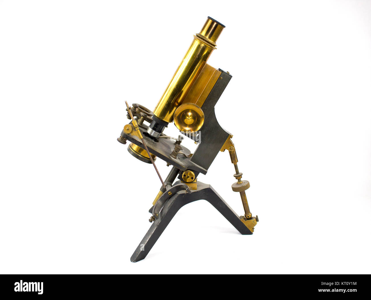 Vintage Antique Brass Microscope on White Background Stock Photo - Alamy