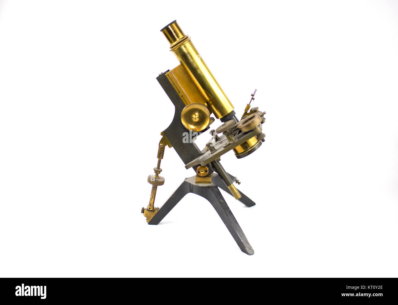 Vintage Antique Brass Microscope on White Background Stock Photo - Alamy