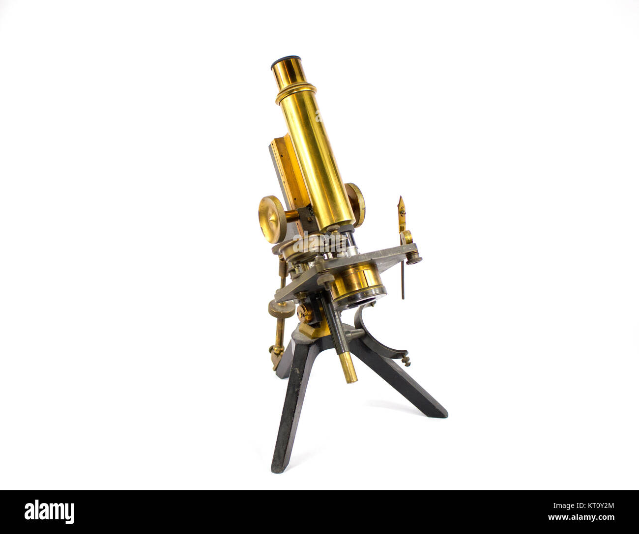 Vintage Antique Brass Microscope on White Background Stock Photo - Alamy