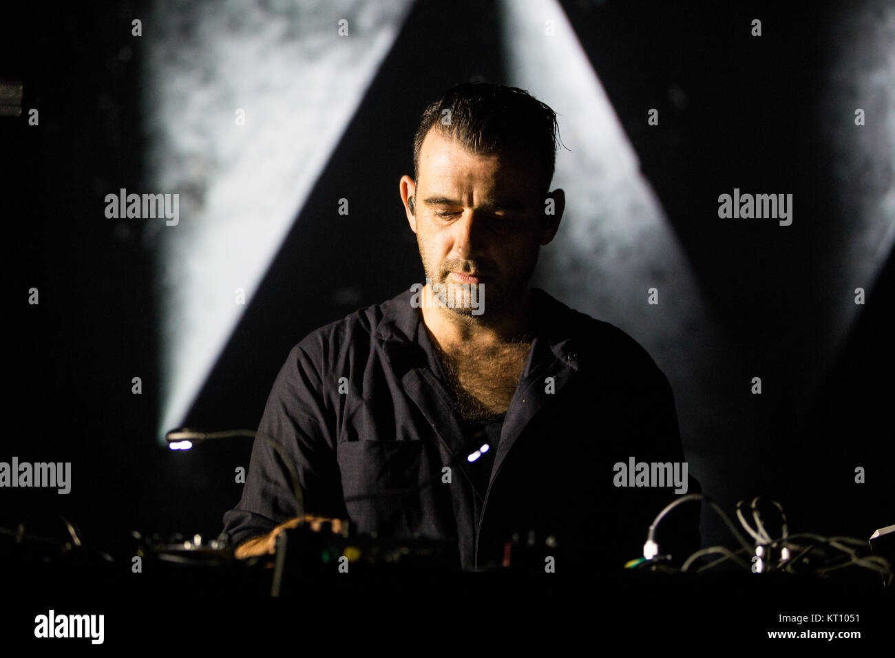 The electronic music project Moderat performs a live concert at Sentrum