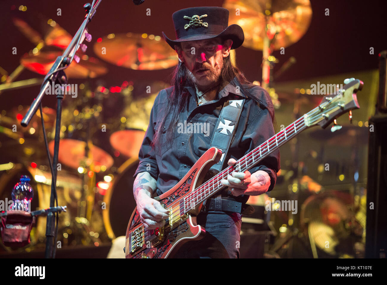 The English hard rock band Motörhead performs a live concert at the Oslo Spektrum. Here bassist, womanizer and vocalist Lemmy is seen live on stage. Norway 03/12 2015. Stock Photo