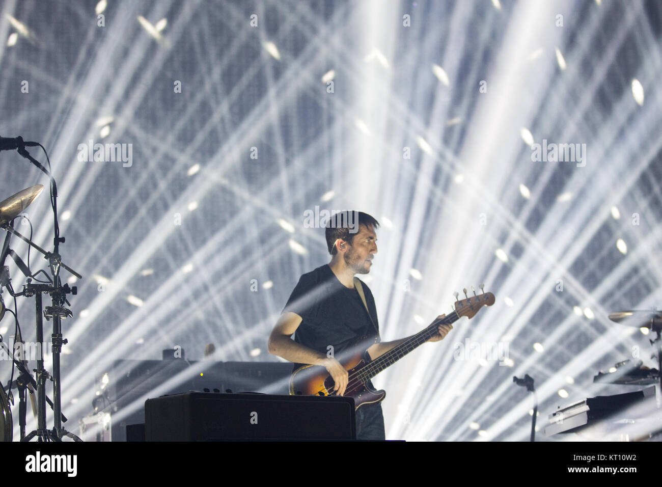 The English rock band Radiohead performs a live concert at Oslo