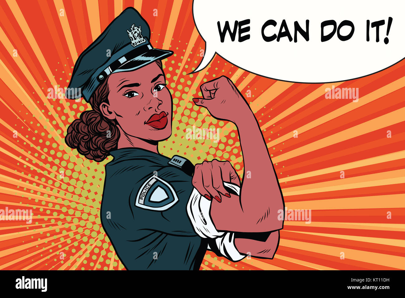 Woman COP we can do it Stock Photo