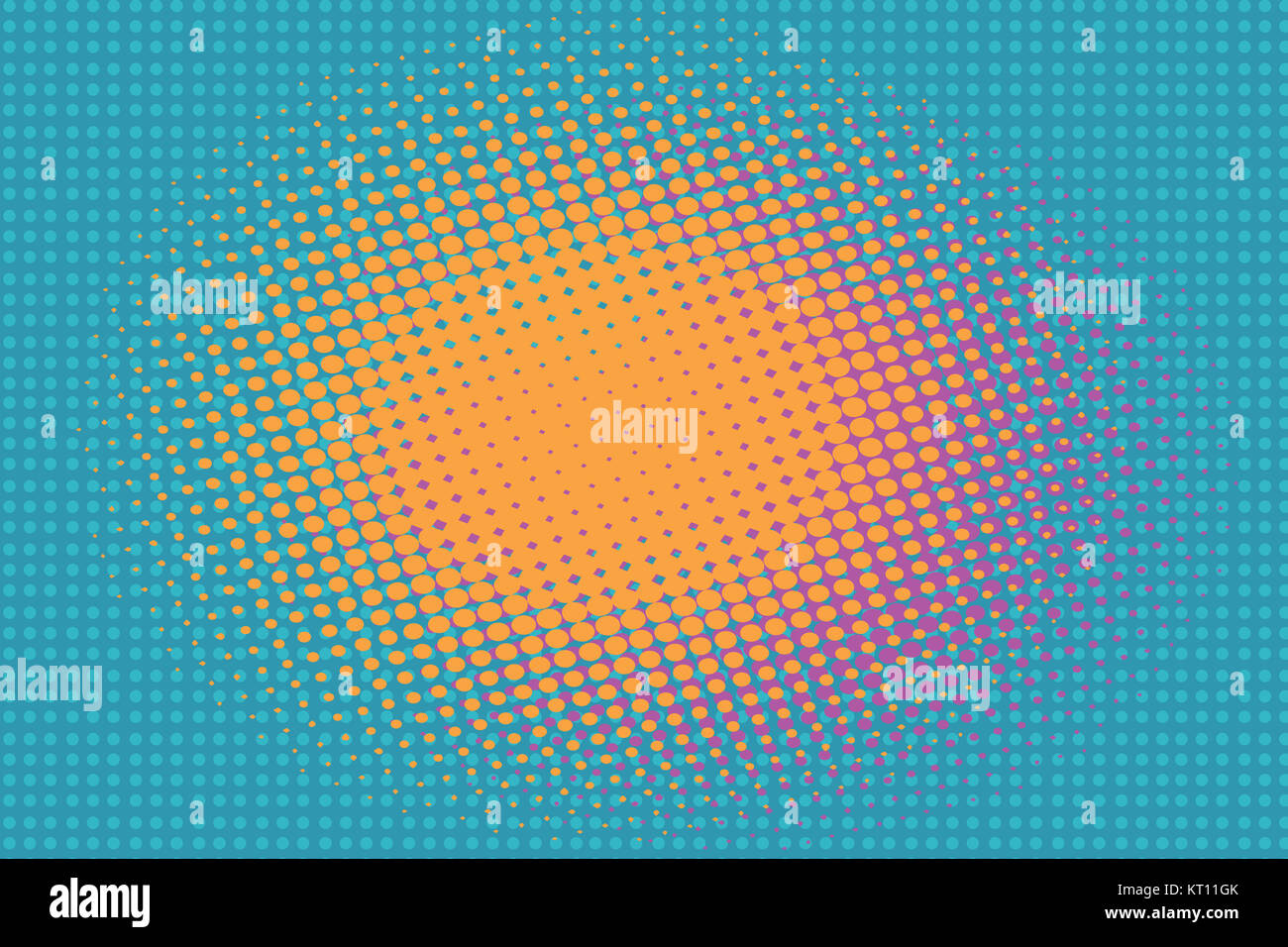 Orange spot on a blue background, vintage pop art retro Stock Photo - Alamy