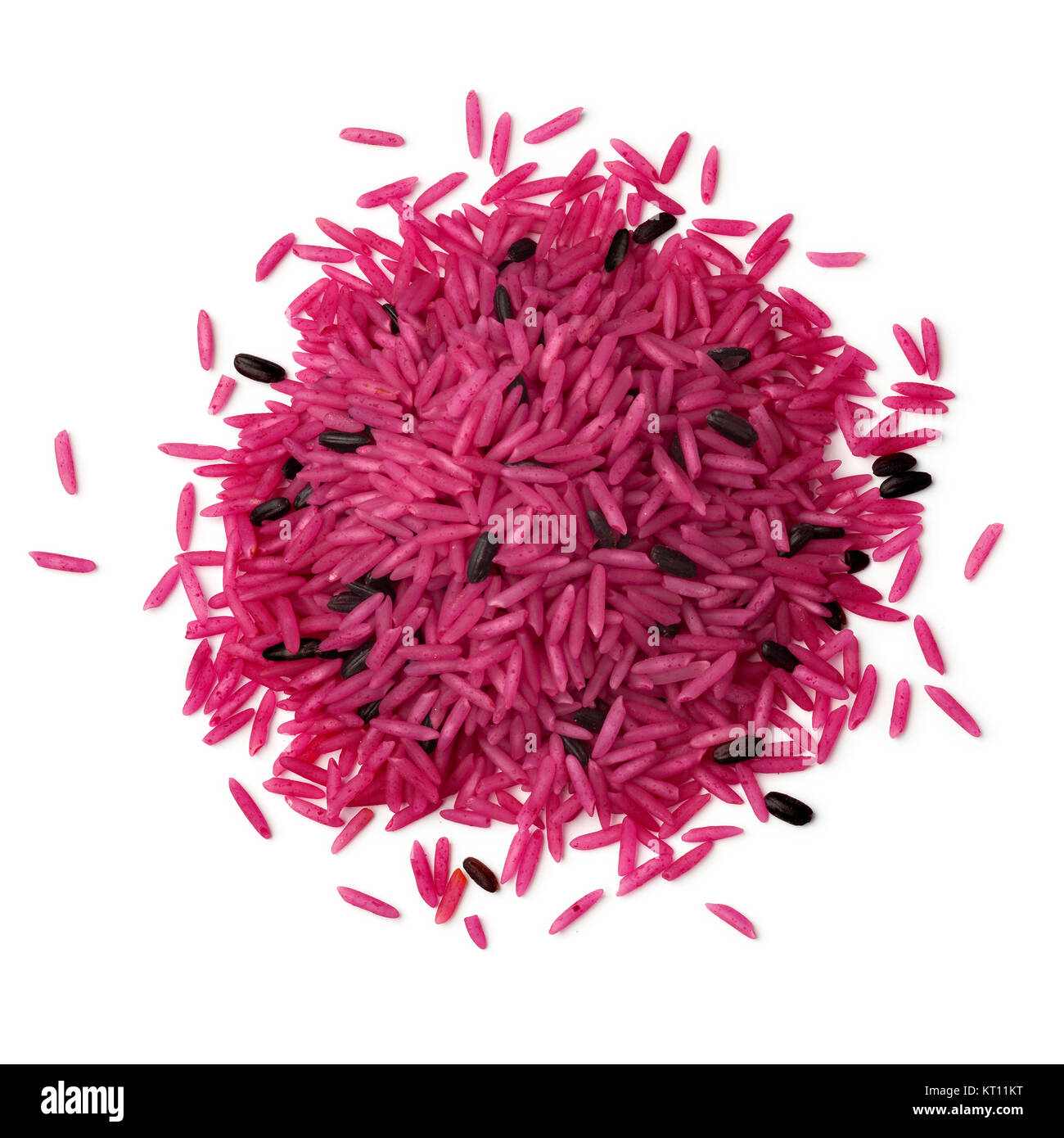 Heap of pink organic rice on white background Stock Photo