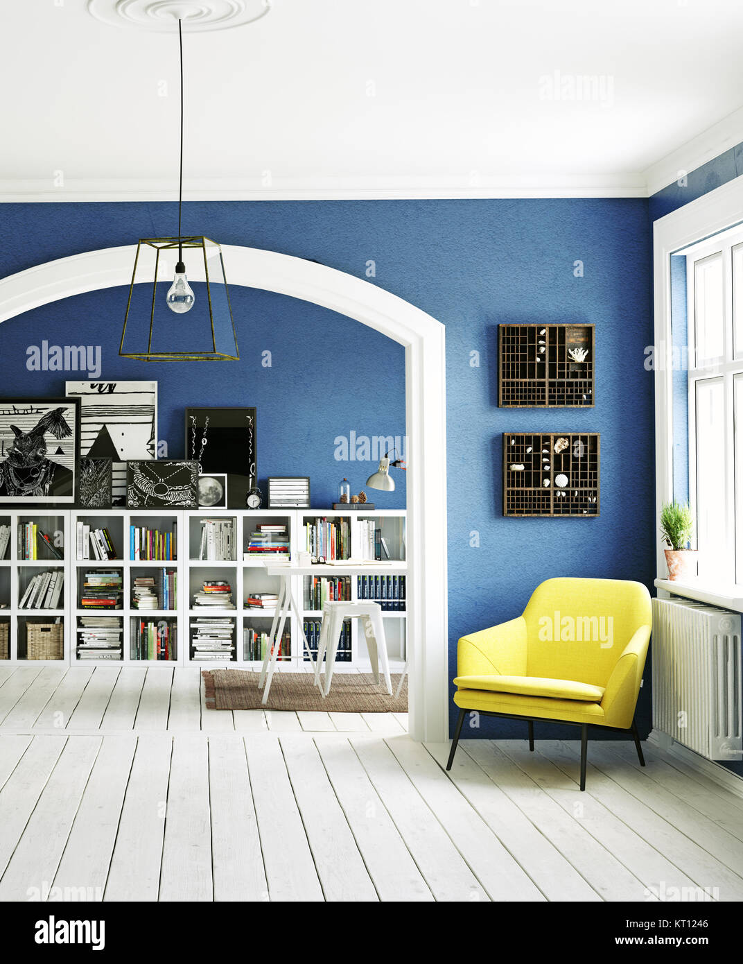 The Modern interior. Scandinavian design style. 3d rendering ...