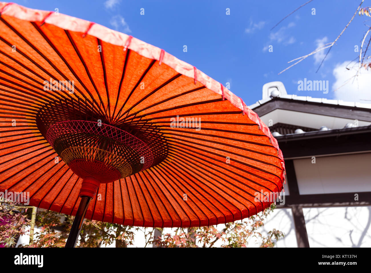 Red Japanese umbrella Stock Photo Alamy