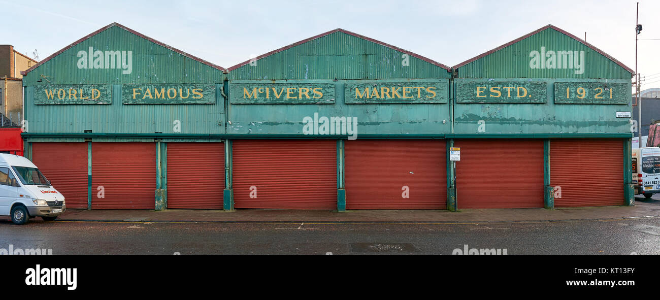 Historic warehouse in Barras street and indoor market in Glasgow. Stock Photo