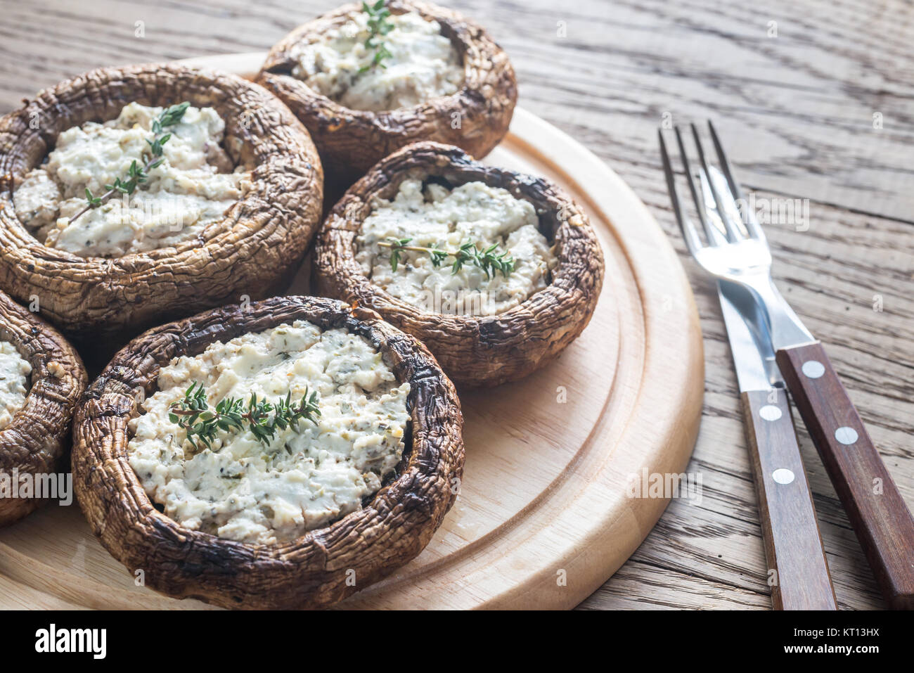 Baked mushrooms stuffed with feta Stock Photo Alamy