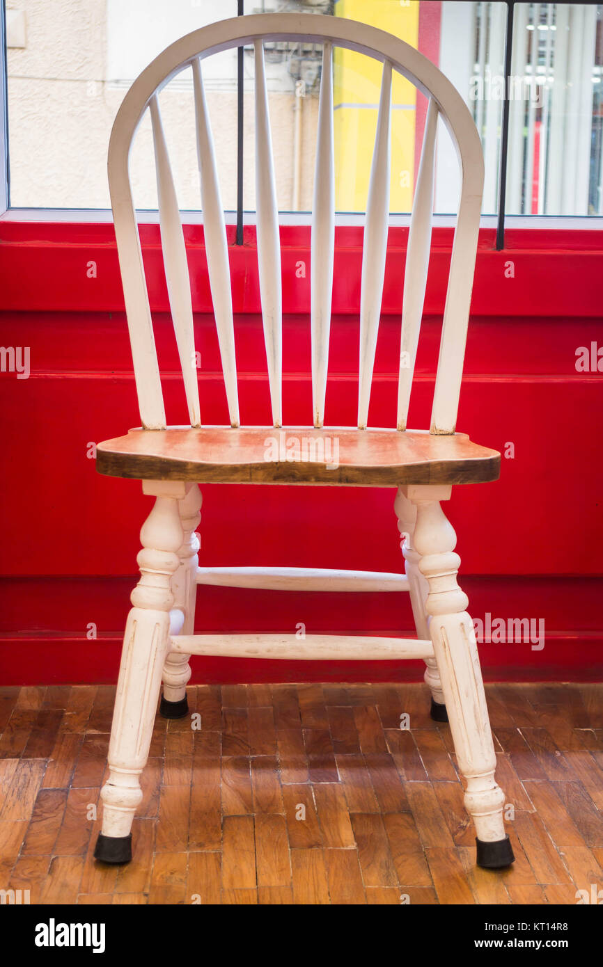 Single vintage white kitchen chair Stock Photo Alamy