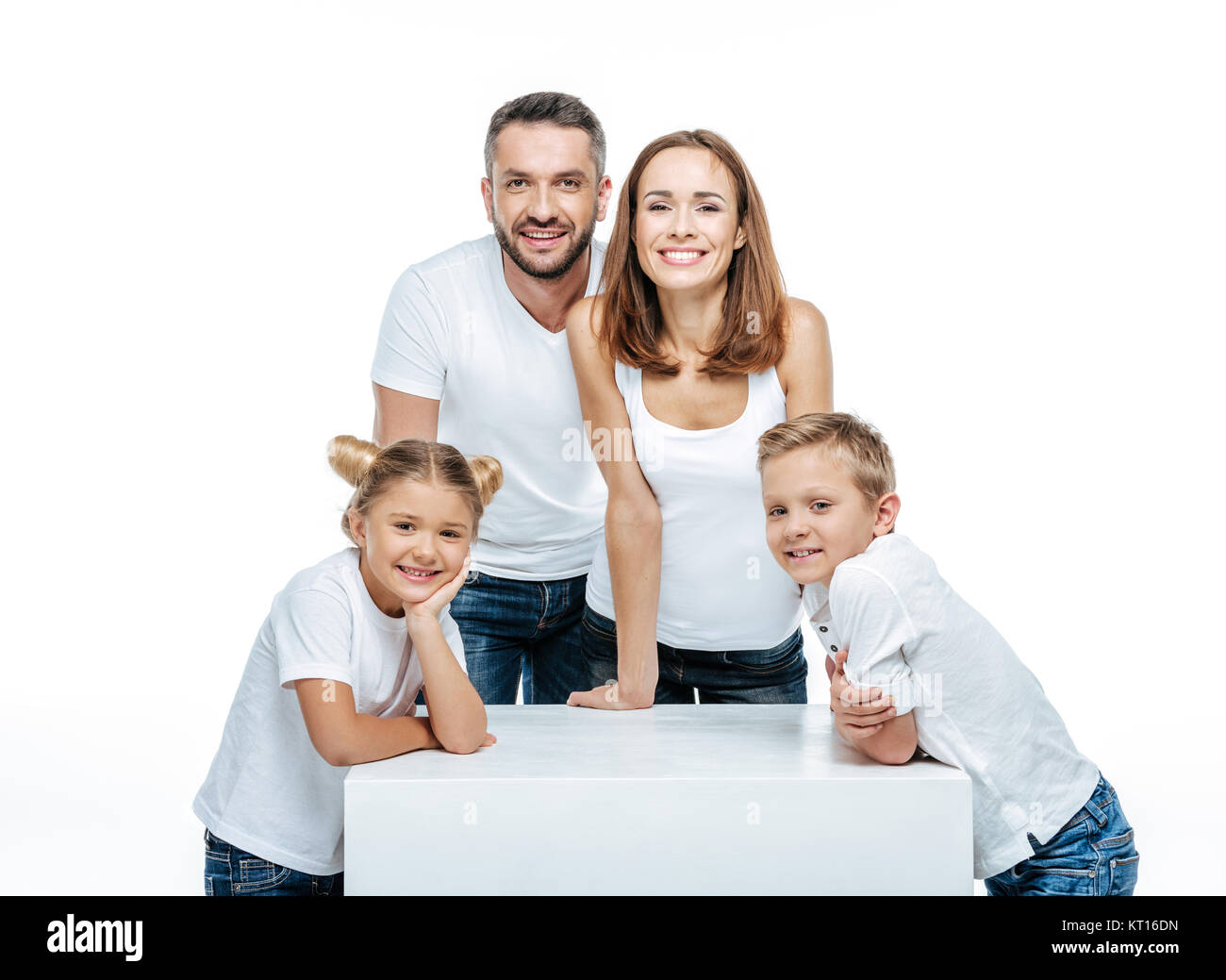 Happy family with two children Stock Photo - Alamy