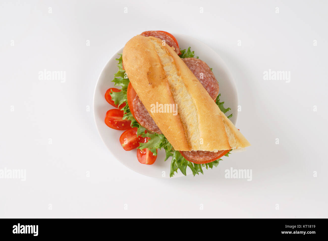 fresh sandwich with salami Stock Photo Alamy
