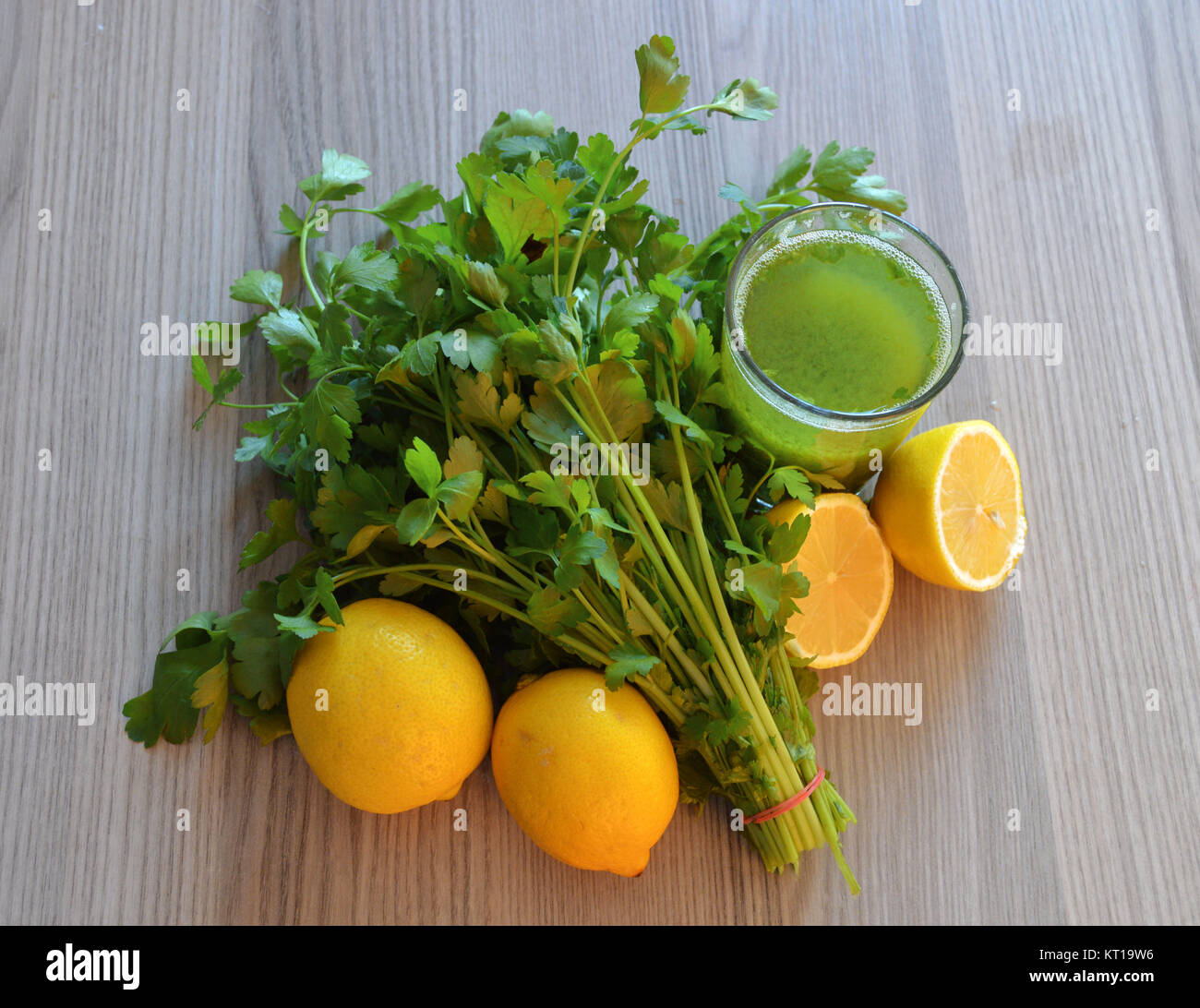 parsley and lemon juice to oil calore Stock Photo Alamy