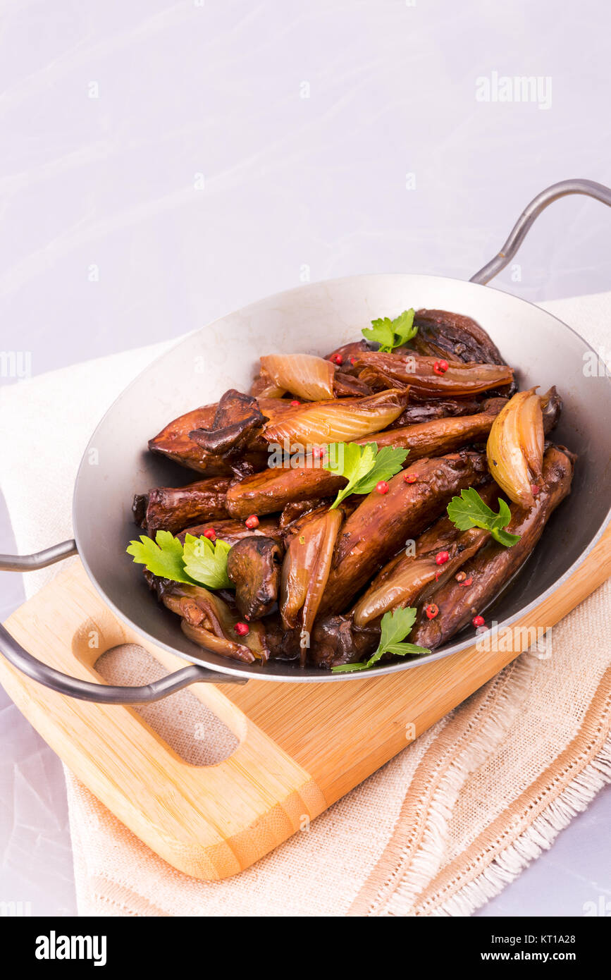 Roasted King Oyster Mushrooms Stock Photo Alamy