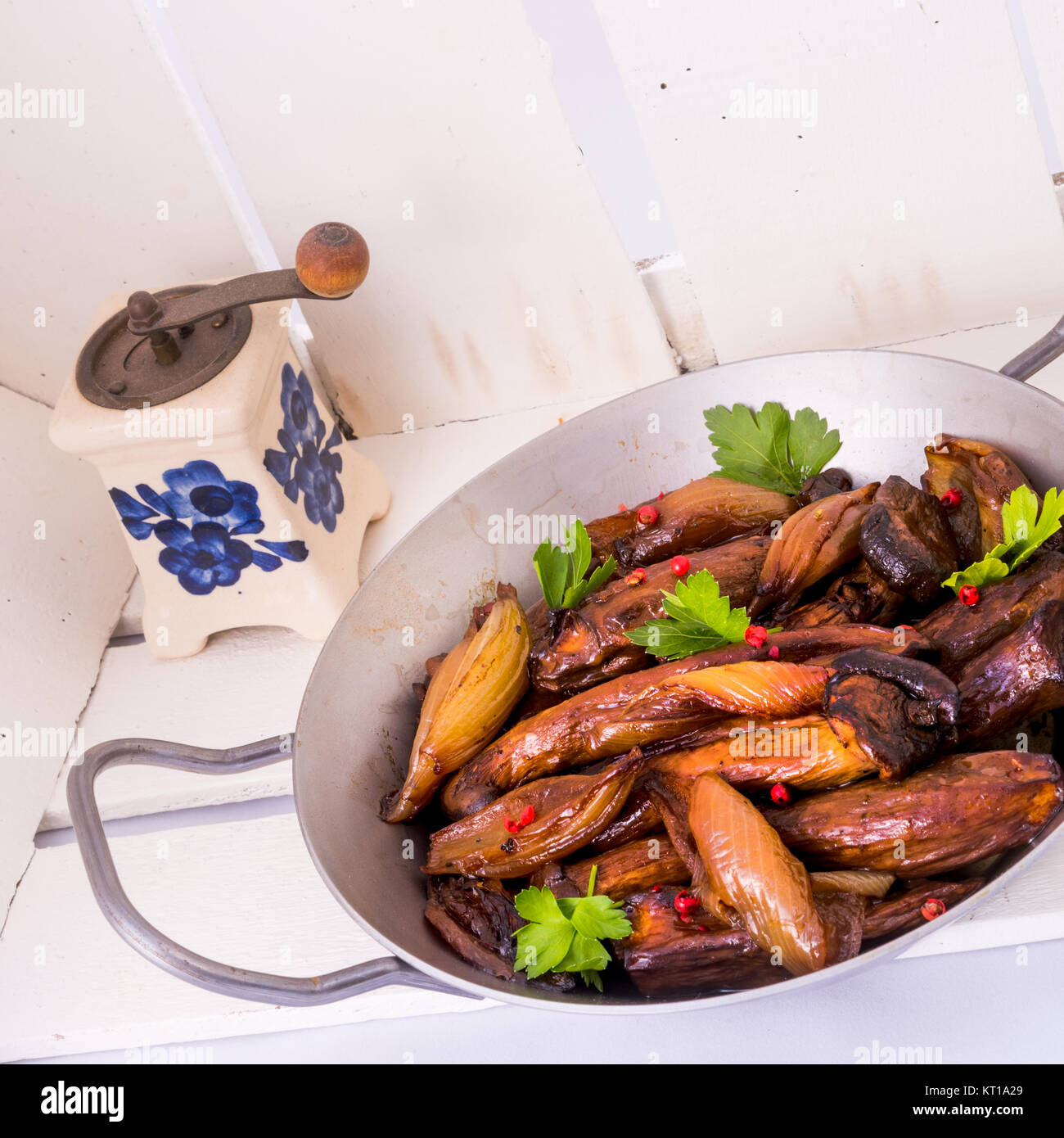 roasted king oyster mushrooms Stock Photo Alamy
