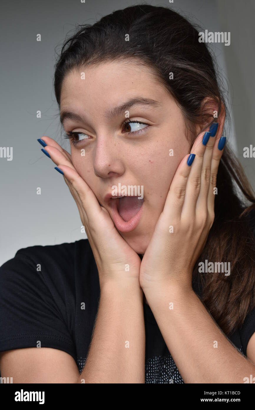 Surprised Girl Teenager Stock Photo