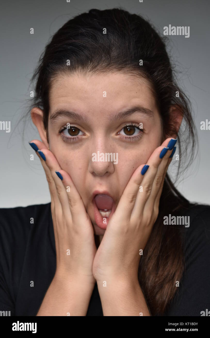 Shocked Girl Youngster Stock Photo