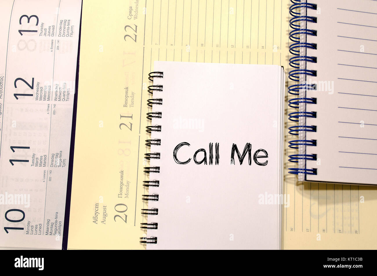 Call me concept on notebook Stock Photo