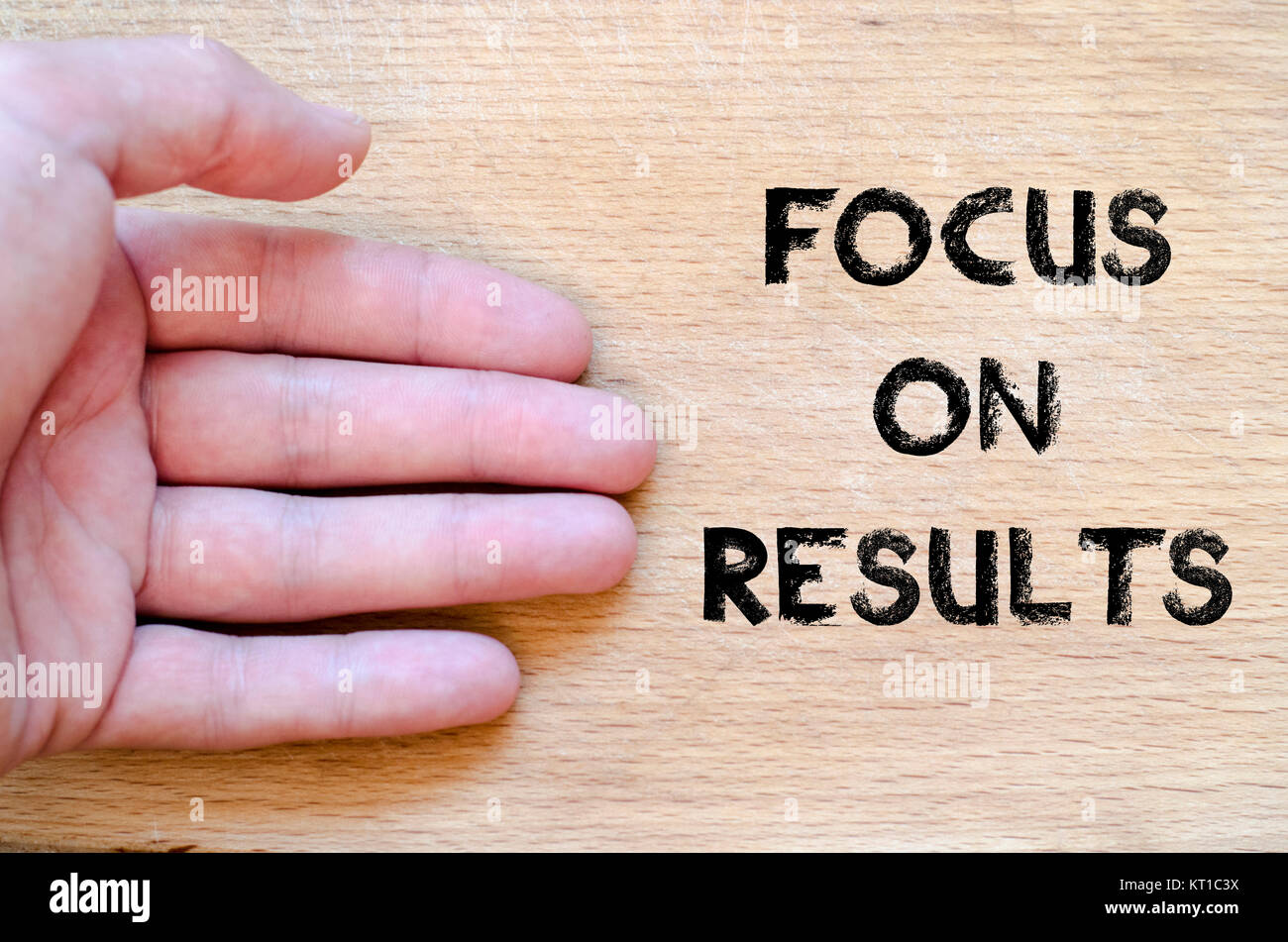 Focus on results text concept Stock Photo