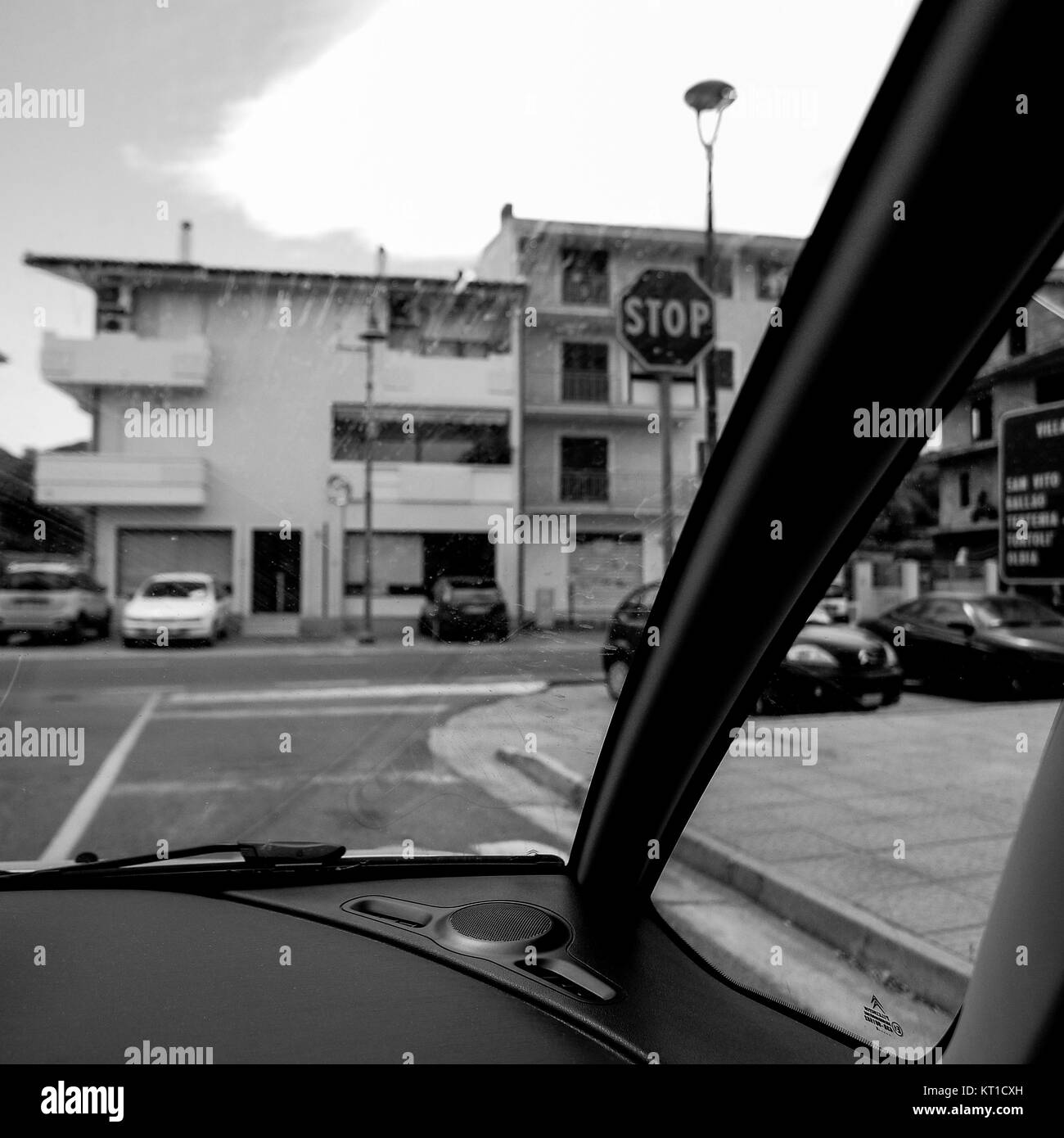 Through a windshield Black and White Stock Photos & Images - Alamy