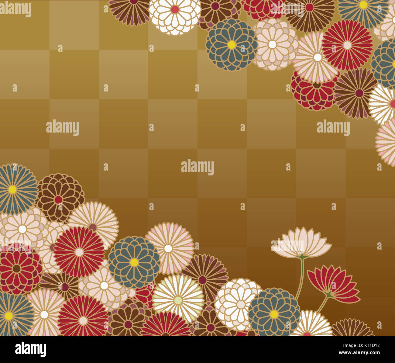 Japanese traditional pattern with chrysanthemum Stock Photo