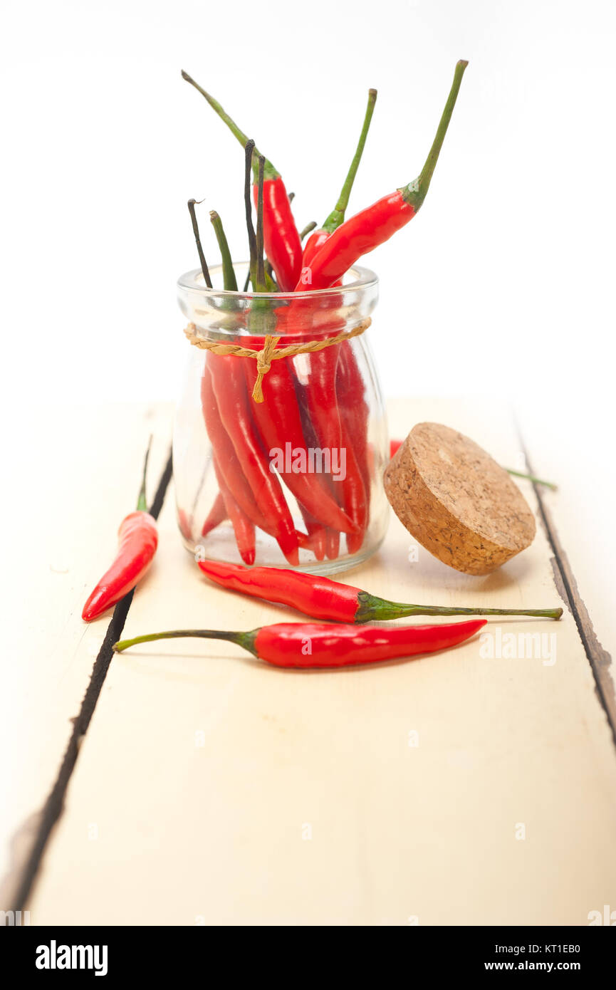 red chili peppers on a glass jar Stock Photo Alamy