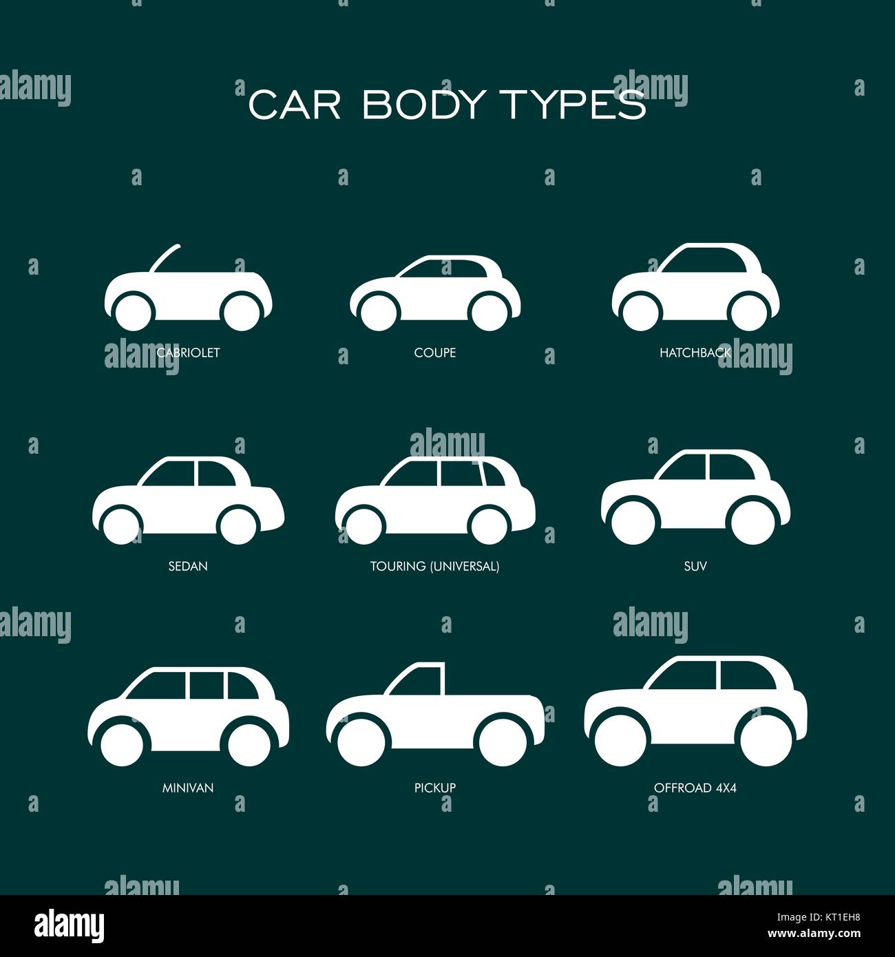 Car body type vector flat style illustration icon Stock Vector Image