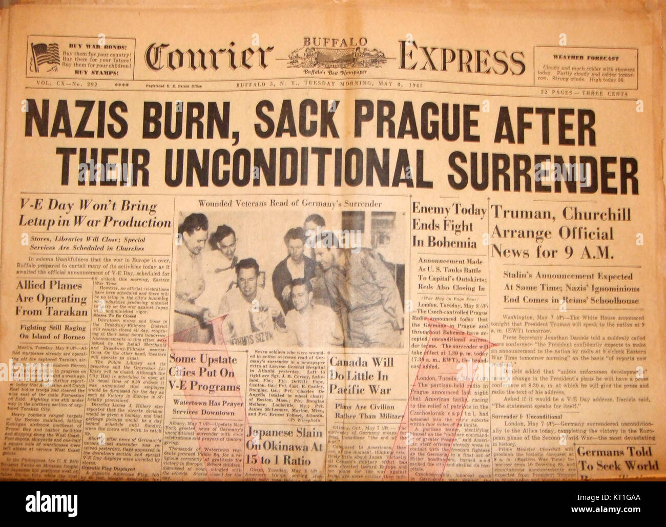 Buffalo courier express nazi surrender Stock Photo - Alamy