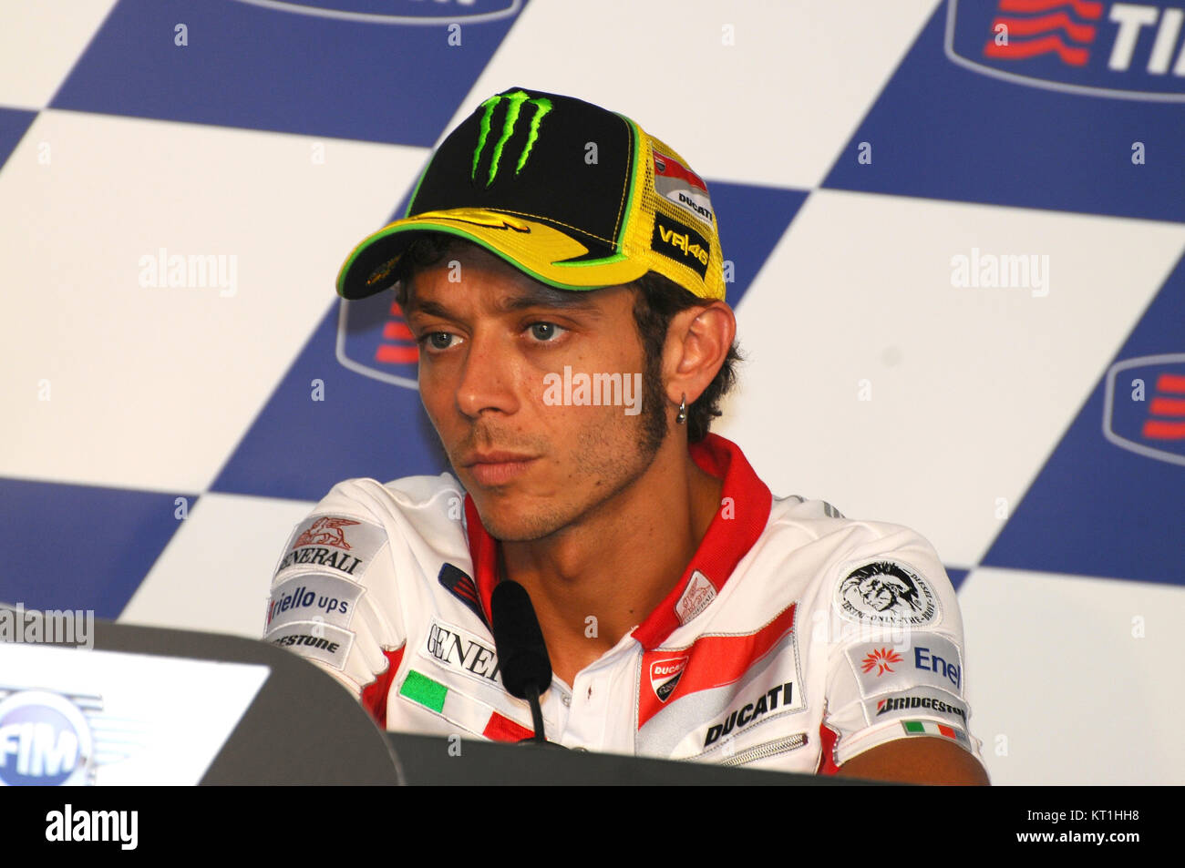 MUGELLO - ITALY, JULY 13 2012: Italian Ducati rider Valentino Rossi during 2012 TIM MotoGP GP of Italy. Stock Photo