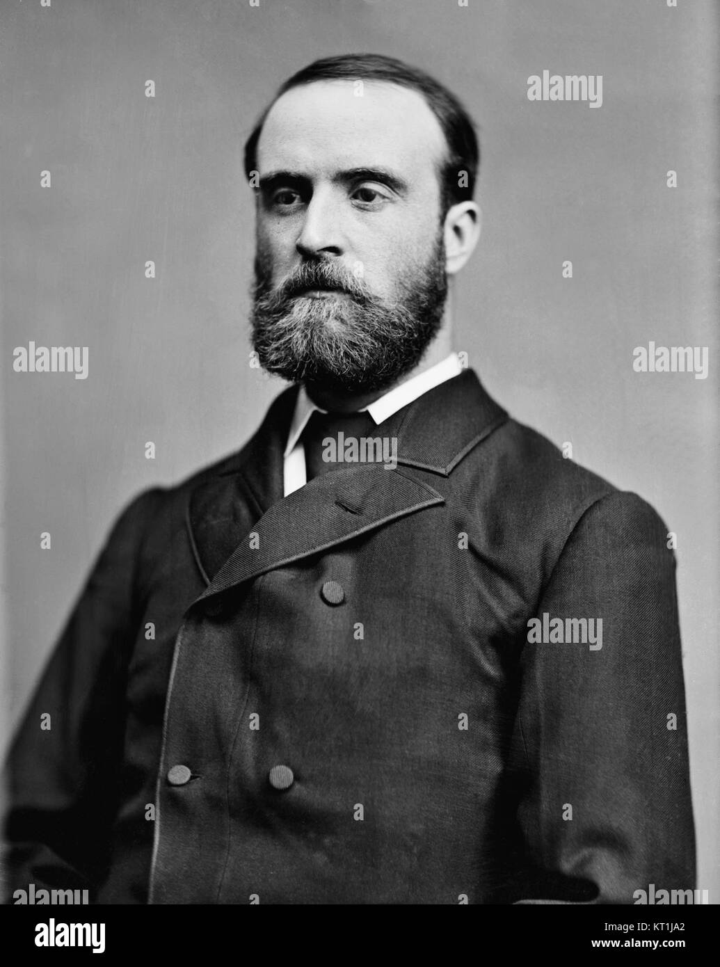 Charles Stewart Parnell was a prominent Irish nationalist leader in the late 19th century, known for his advocacy of Irish home rule. This portrait by Brady-Handy captures his influential role in Irish politics. Stock Photo