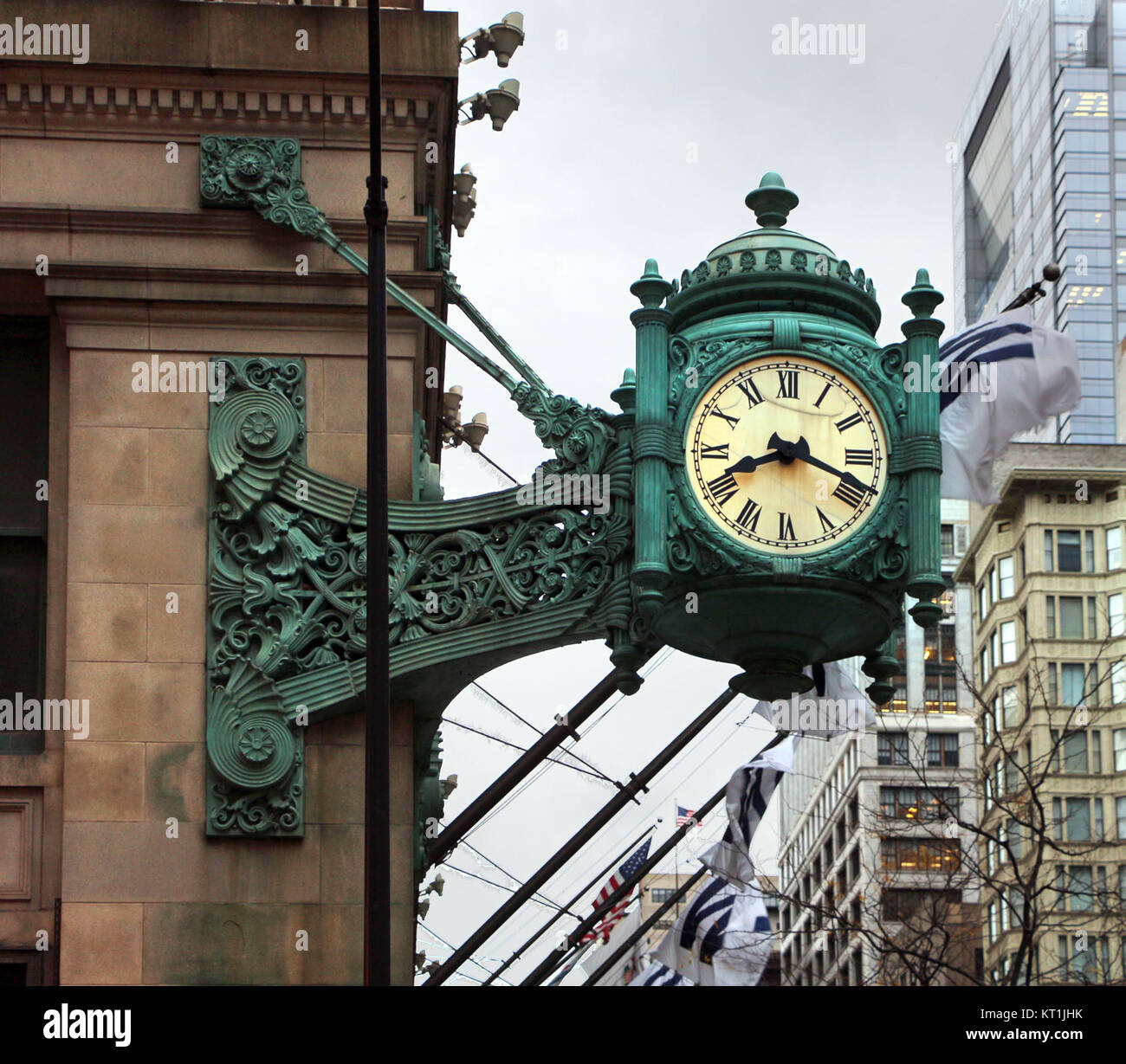 Chicago, marshall field and co., orologio all'angolo di randolph street Stock Photo