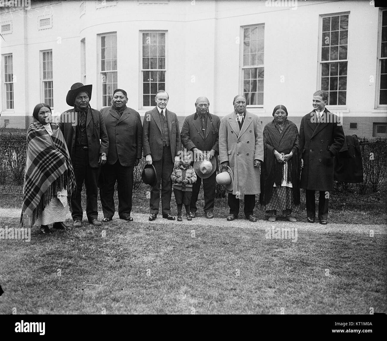 Coolidge receives group of Comanche Indians Stock Photo