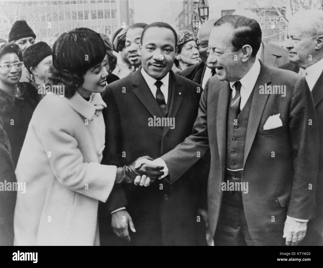 Coretta Scott King, widow of Dr. Martin Luther King Jr., stands with ...