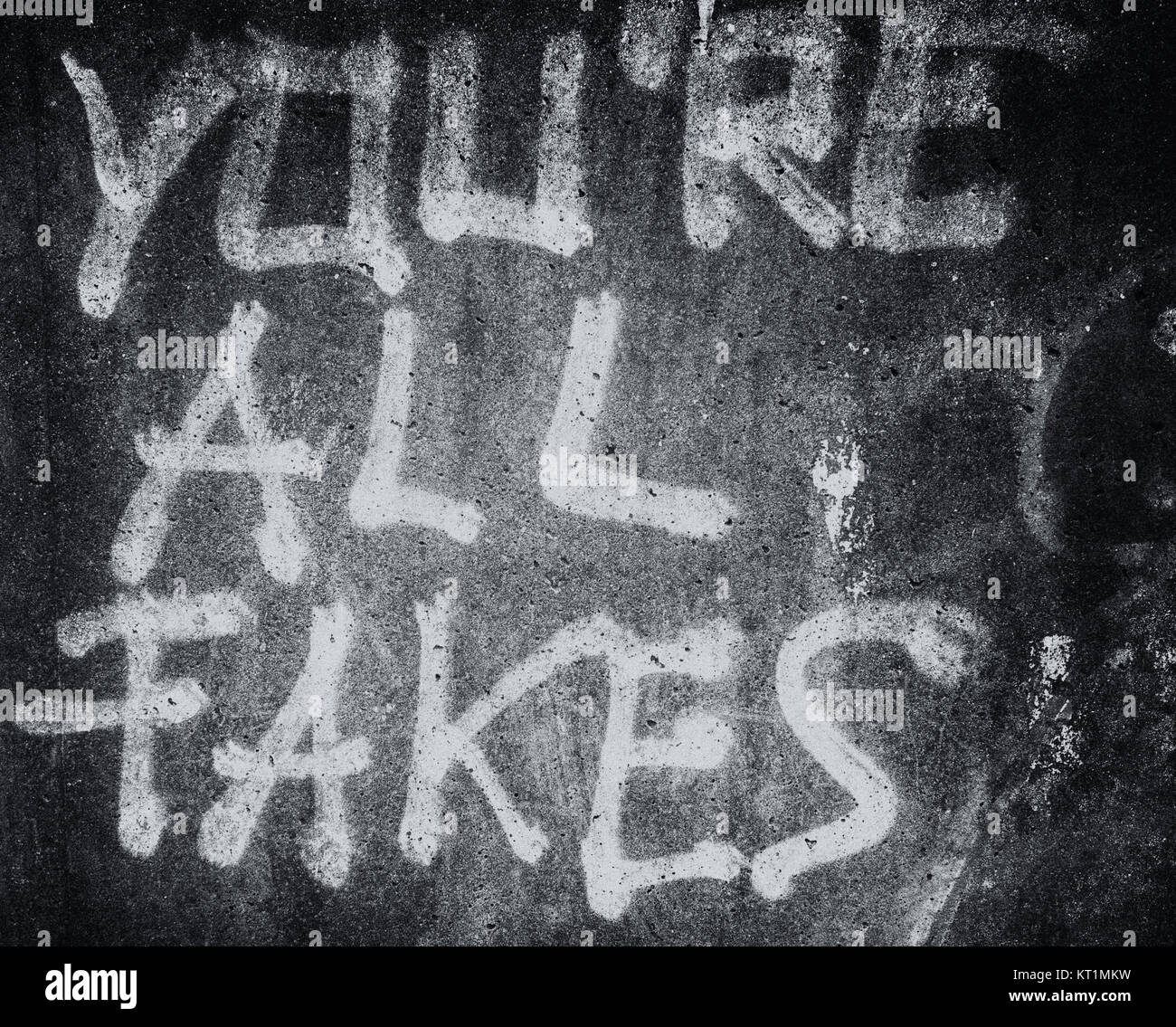 Graffiti You´re all fakes Stock Photo - Alamy