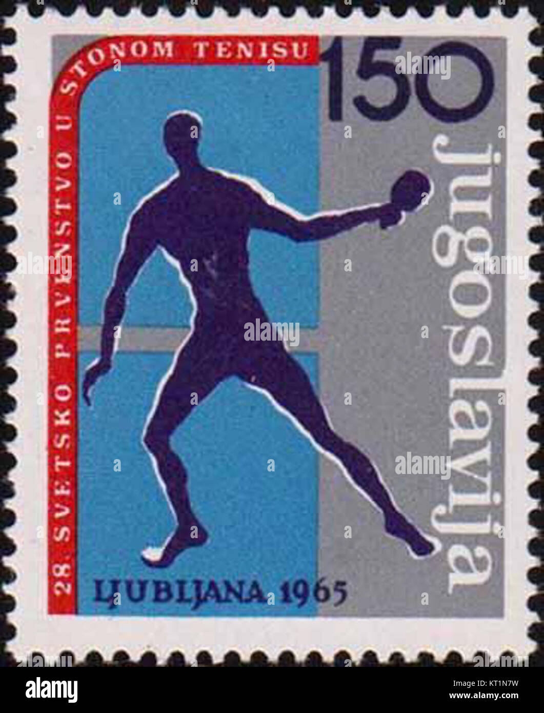 1965 World Table Tennis Championships stamp of Yugoslavia 2 Stock Photo