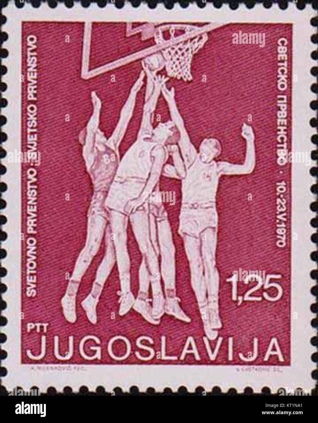 1970 FIBA World Championship stamp of Yugoslavia Stock Photo