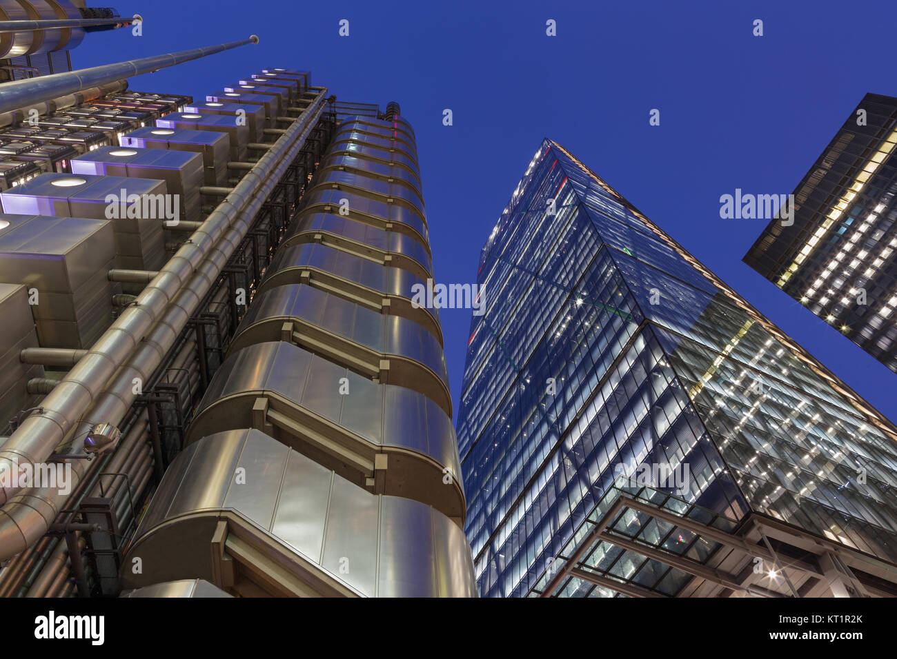 LONDON, GREAT BRITAIN - SEPTEMBER 18, 2017: The Leadenhall tower and Lloys building at dusk. Stock Photo