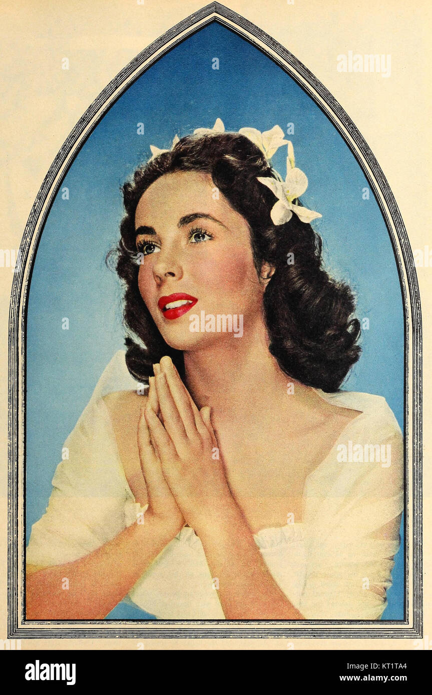 Elizabeth Taylor, an iconic American actress, captured in a 1948 image ...