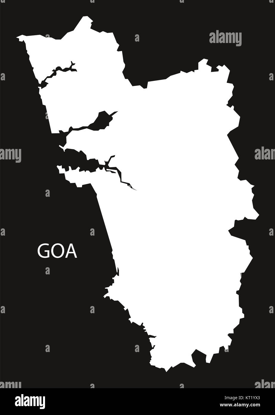 Goa India Map black inverted Stock Photo