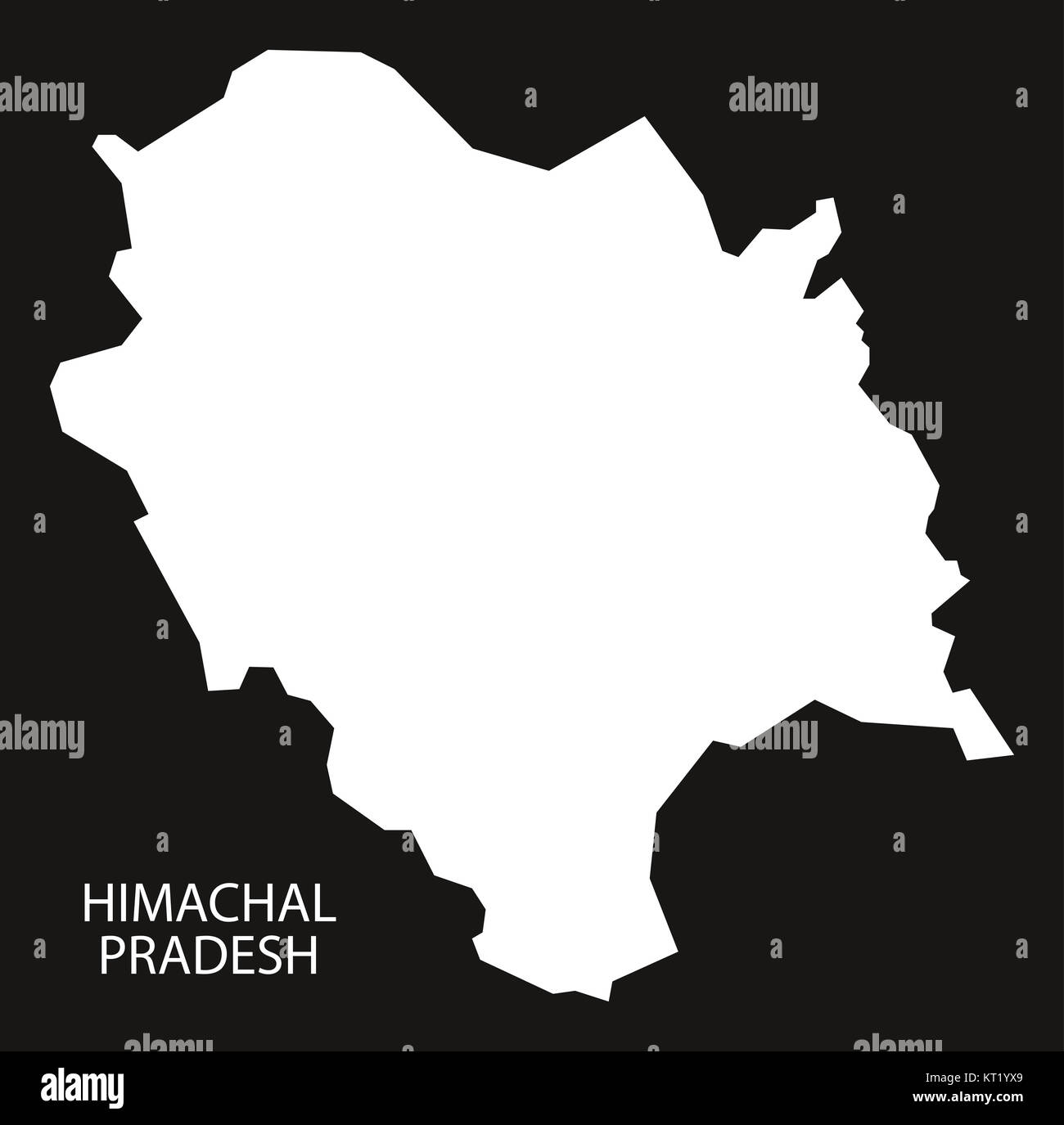 Himachal Pradesh India Map black inverted Stock Photo