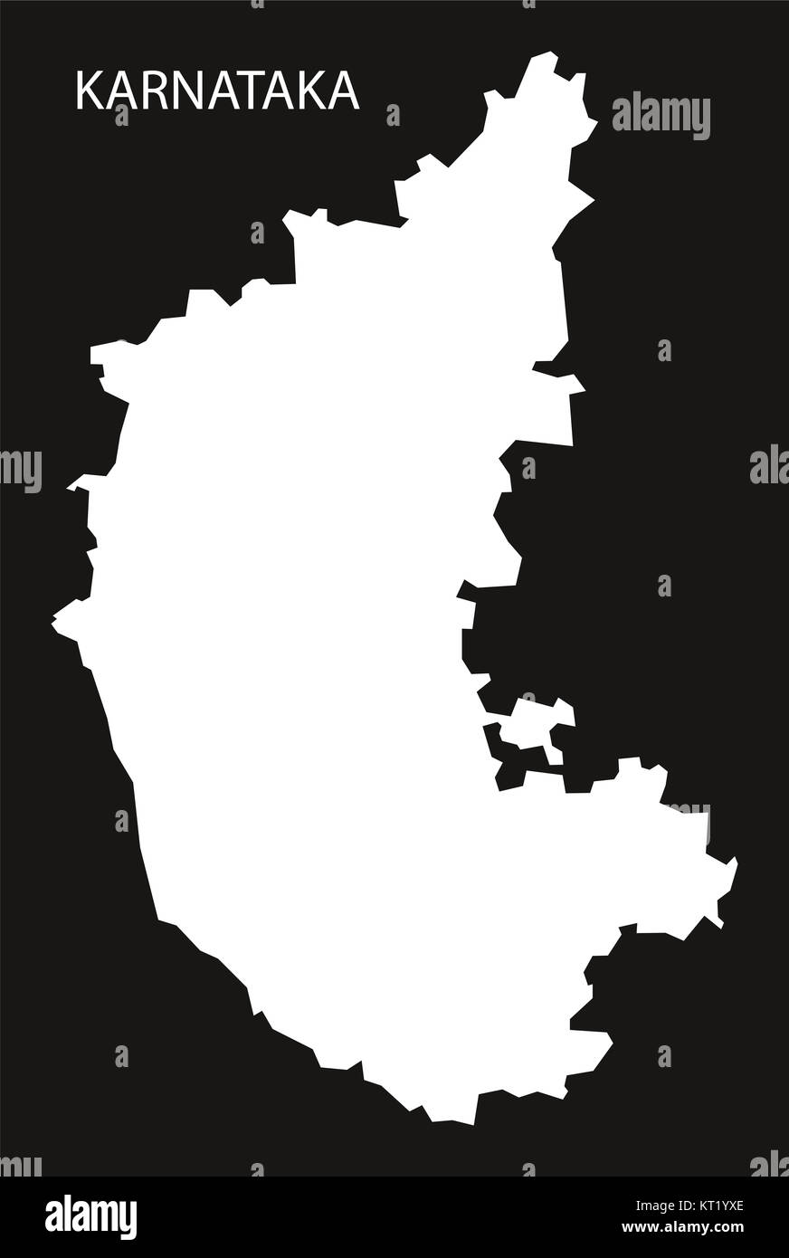 Karnataka India Map black inverted Stock Photo - Alamy